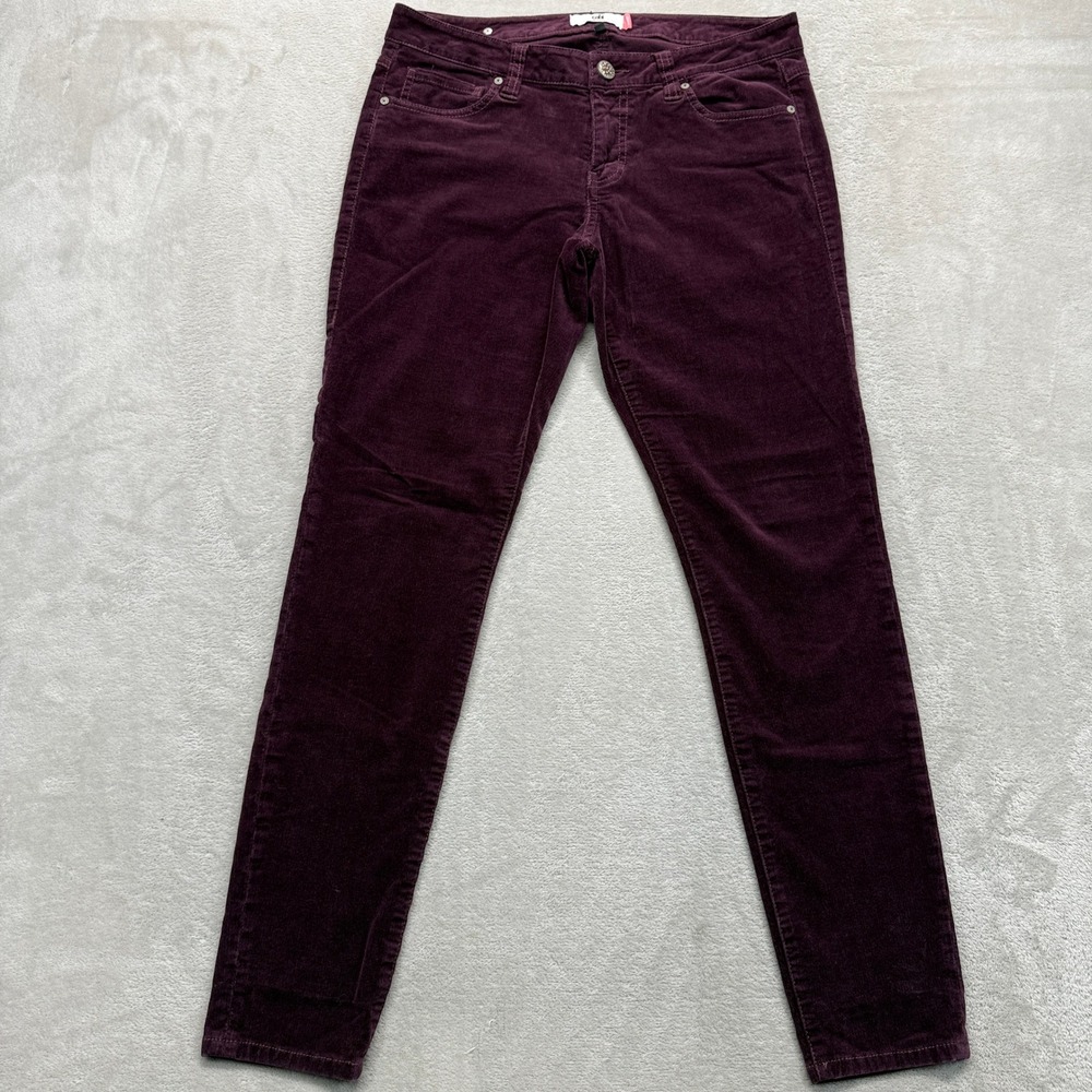 Cabi Pants Women's 8 Vineyards Burgundy Corduroy Skinny Mid Rise Preppy Trousers